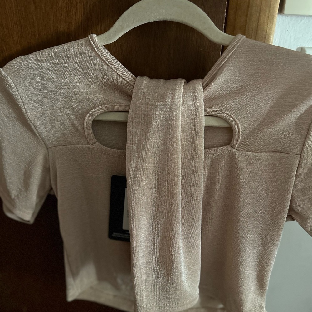 COPY - Champagne Slinky Cut Out Top And Mini Skirt Set